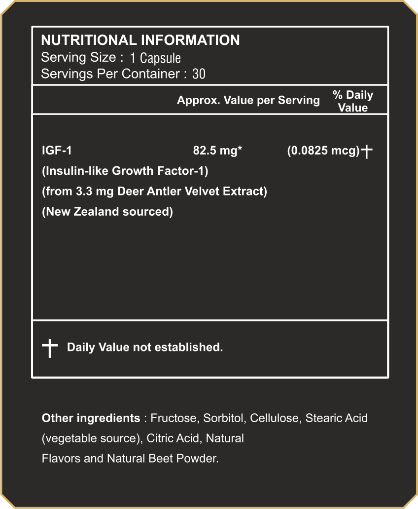 IGF-1 – Deer Antler Velvet Extract (30 Capsules)
