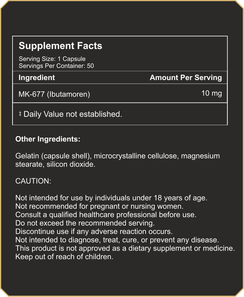 MK-677 (Ibutamoren) – Growth Hormone Support (50 Capsules)